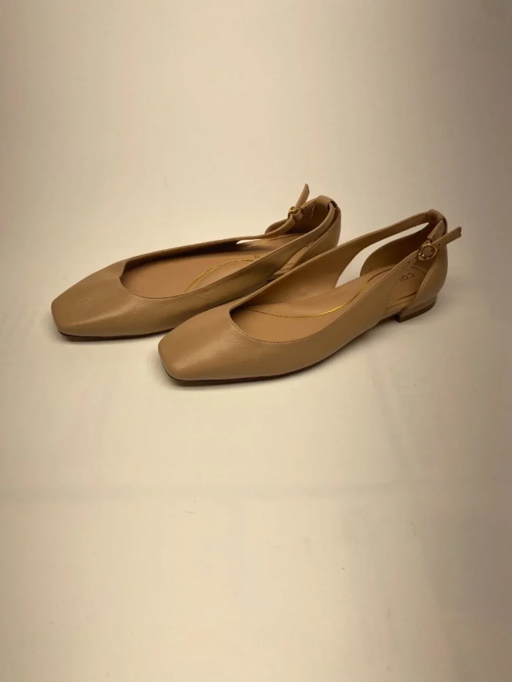 Cole Haan Womens Bria Cutout Flat In Brush Square Toe Leather Flat Sz 6 B